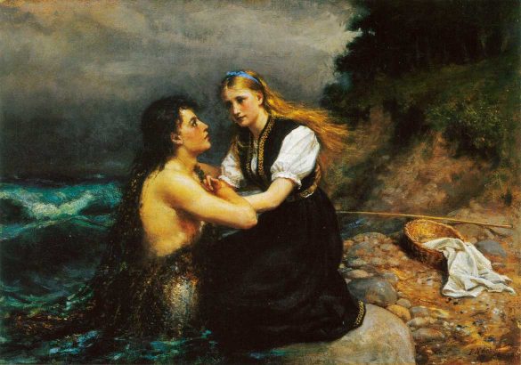 Liden Gunvor og Havmanden (1874-1880) | Peter Nicolai Arbo | pintura sobre mitologia nórdica
